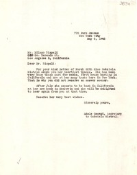 [Carta] 1946 mayo 6, New York [a] Milano Rispoli, Los Ángeles, California
