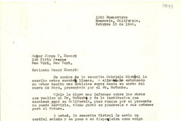 [Carta] 1946 oct. 13, Monrovia, California, [EE.UU.] [a] Jorge P. Howard, New York, [EE.UU.]