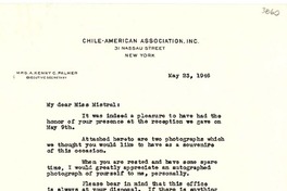 [Carta] 1946 mayo 23, N. York [a] Gabriela Mistral, Los Ángeles, California