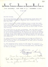 [Carta] 1946 mayo 24, N. York [a] Gabriela Mistral