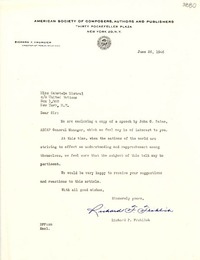 [Carta] 1946 jun. 26, N. York [a] Gabriela Mistral, N. York