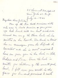 [Carta] 1946 jul. 16, N. York [a] Gabriela Mistral, Los Angeles, California