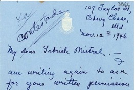 [Carta] 1946 nov. 12 [a] Gabriela Mistral
