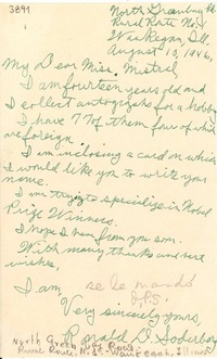 [Carta] 1946 ago. 10, Waukegan, Illinois, [E.E.U.U.] [a] Gabriela Mistral