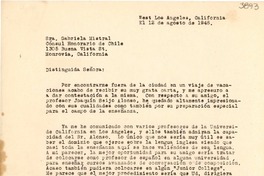 [Carta] 1946 ago. 12, Los Angeles, California, [E.E.U.U.] [a] Gabriela Mistral, Monrovia, California, [E.E.U.U.]