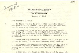 [Carta] 1946 oct. 9, Long Beach, California [a] Gabriela Mistral