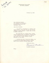 [Carta] 1946 oct. 12, Columbia, Missouri [a] Gabriela Mistral, Ministerio de Relaciones Exteriores, Santiago, Chile