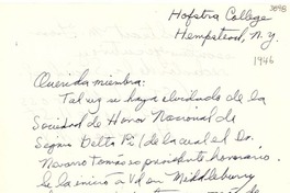 [Carta] 1946, Nueva York [a] Gabriela Mistral