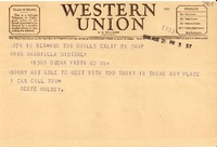 [Telegrama] 1946 ago. 21, California [a] Gabriela Mistral