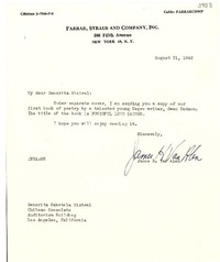 [Carta] 1946 ago. 21, New York [a] Gabriela Mistral, Los Ángeles, California