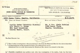 [Carta] 1946 sept. 4, Duarte, California [a] Gabriela Mistral, Sierra Madre, California