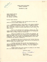 [Carta] 1946 sept. 25, Orange, California [a] Gabriela Mistral, Los Ángeles, California