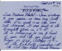 [Carta] 1946 sept. 25, Los Ángeles, California [a] Gabriela Mistral