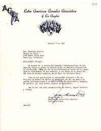 [Carta] 1946 oct. 7, Los Ángeles [a] Gabriela Mistral, Monrovia, California