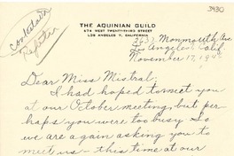 [Carta] 1946 nov. 17, Los Angeles, California [a] [Gabriela Mistral]