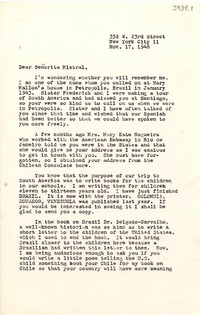 [Carta] 1946 nov. 17, New York, [EE.UU.] [a] [Gabriela] Mistral