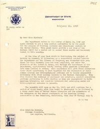 [Carta] 1947 feb. 11, Washington, [EE.UU.] [a] Gabriela Mistral, Los Angeles, California, [EE.UU.]