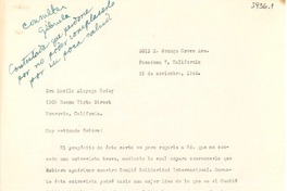 [Carta] 1946 nov. 29, Pasadena, California [a] Lucila Godoy, Monrovia, California