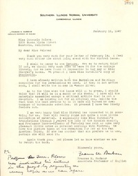 [Carta] 1947 feb. 18, Carbondale, Illinois [a] Cosuelo Saleva, Monrovia, California