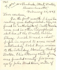 [Carta] 1947 feb. 28, Boston, Massachusetts [a] [Gabriela Mistral]