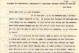 [Carta] [1947], Pikesville, Maryland [a] Gabriela Mistral