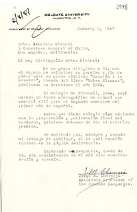 [Carta] 1947 ene. 2, New York [a] Gabriela Mistral, Los Ángeles, California