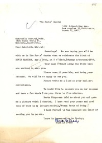 [Carta] 1947 mar. 27, Los Ángeles, California [a] Gabriela Mistral, Monrovia, California