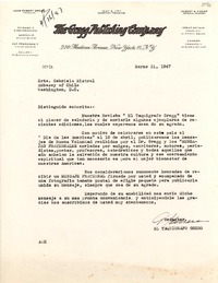 [Carta] 1947 mar. 31, New York [a] Gabriela Mistral, Washington D.C