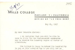 [Carta] 1947 mayo 24, Oakland, California [a] Gabriela Mistral, Santa Bárbara, California