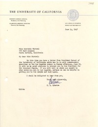 [Carta] 1947 jun. 14, Los Angeles, California [a] Gabriela Mistral, Santa Bárbara, California