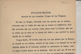 Divulgación religiosa. Sentido de las letanías : Virgen de las Vírgenes