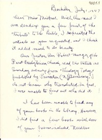 [Carta] 1947 jul. 1, Berkeley [a] Gabriela Mistral