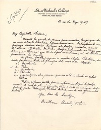[Carta] 1947 mayo 20, Santa Fe, Nuevo México [a] Gabriela Mistral