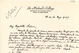 [Carta] 1947 mayo 20, Santa Fe, Nuevo México [a] Gabriela Mistral