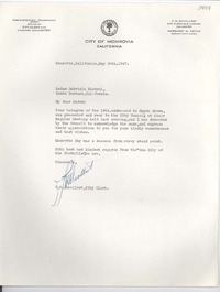 [Carta] 1947 mayo 20, Monrovia, California [a] Gabriela Mistral, Santa Bárbara, California