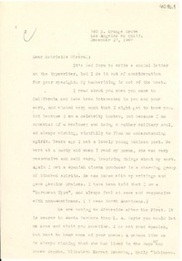 [Carta] 1947 dic. 17, Los Ángeles, California [a] Gabriela Mistral