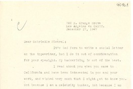 [Carta] 1947 dic. 17, Los Ángeles, California [a] Gabriela Mistral