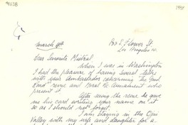 [Carta] [1948] Mar. 4, Los Angeles, [EE.UU.] [a] [Gabriela] Mistral