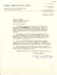 [Carta] 1947 dic. 19, Santa Bárbara, California [a] Gabriela Mistral