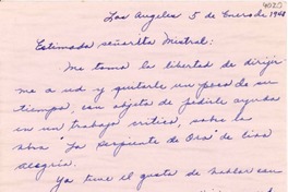 [Carta] 1948 ene. 5, Los Ángeles, California [a] Gabriela Mistral, Los Ángeles