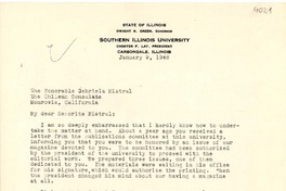 [Carta] 1948 ene. 9, Carbondale, Illinois [a] Gabriela Mistral, Monrovia, California