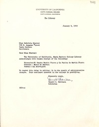 [Carta] 1948 ene. 9, Santa Bárbara, California [a] Gabriela Mistral, Santa Bárbara, California