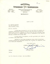 [Carta] 1948 Apr. 8, New Orleans, LA., [EE.UU.] [a] Gabriela Mistral, Santa Barbara, Calif., [EE.UU.]