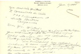 [Carta] 1948 ene. 11, Bryan, Ohio [a] Gabriela Mistral, Santa Bárbara, California