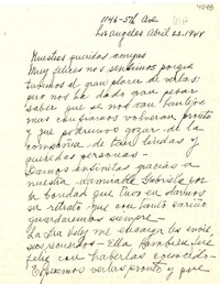 [Carta] 1948 abr. 22, Los Angeles, [Estados Unidos] [a] [Gabriela Mistral]