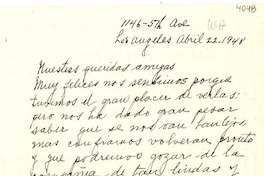 [Carta] 1948 abr. 22, Los Angeles, [Estados Unidos] [a] [Gabriela Mistral]