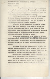 [Discurso pronunciado por Gabriela Mistral a su llegada a La Moneda en Santiago]