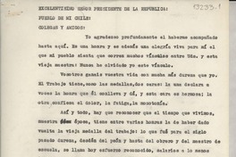 [Discurso pronunciado por Gabriela Mistral a su llegada a La Moneda en Santiago]