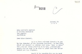 [Carta] 1948 ene. 20, [Estados Unidos] [a] Gabriela Mistral, Los Ángeles, California