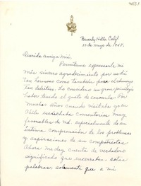 [Carta] 1948 mayo 10, Beverly Hills, California [a] Gabriela Mistral